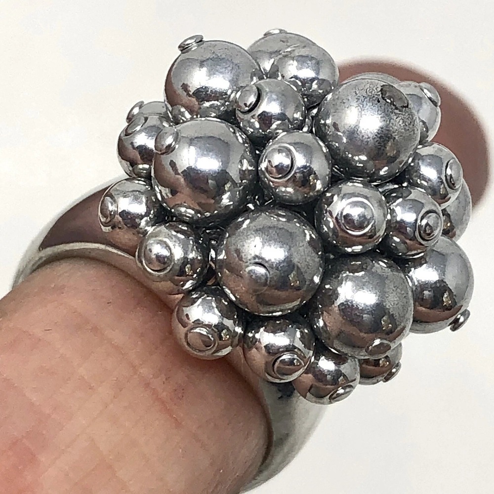 Bubbles Beads Cluster Ring Band Sz 8 Aluminum Arthur Court Signed Jewelry